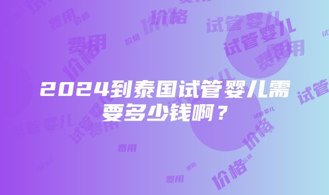 2024到泰国试管婴儿需要多少钱啊？