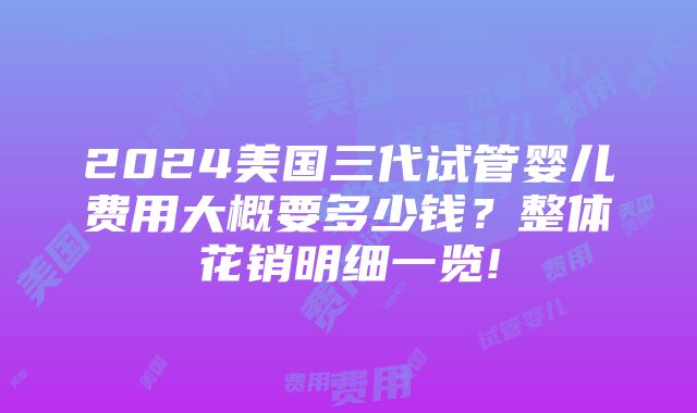 2024美国三代试管婴儿费用大概要多少钱？整体花销明细一览!