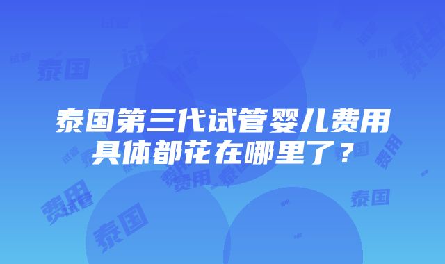 泰国第三代试管婴儿费用具体都花在哪里了？