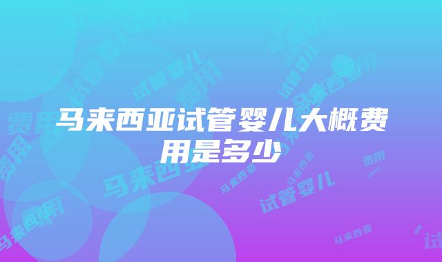 马来西亚试管婴儿大概费用是多少