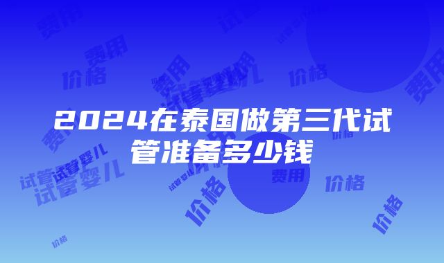 2024在泰国做第三代试管准备多少钱