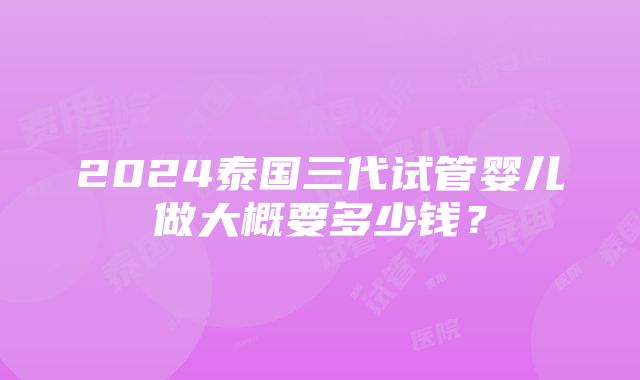 2024泰国三代试管婴儿做大概要多少钱？