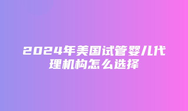 2024年美国试管婴儿代理机构怎么选择