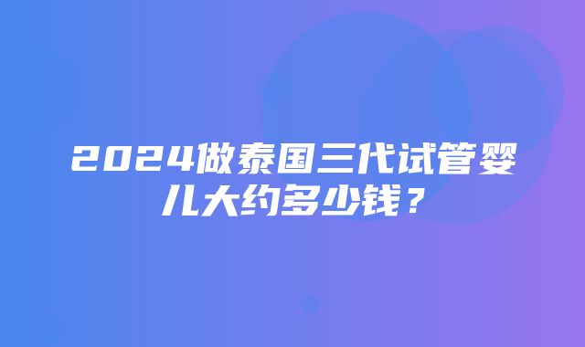 2024做泰国三代试管婴儿大约多少钱？