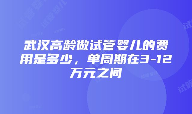 武汉高龄做试管婴儿的费用是多少，单周期在3-12万元之间