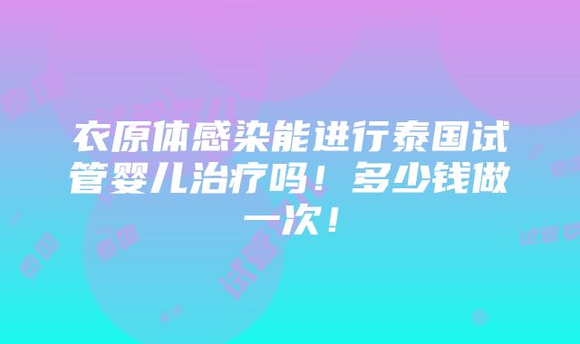 衣原体感染能进行泰国试管婴儿治疗吗！多少钱做一次！