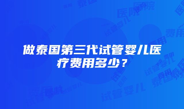 做泰国第三代试管婴儿医疗费用多少？