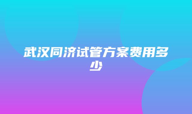 武汉同济试管方案费用多少