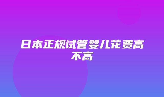 日本正规试管婴儿花费高不高