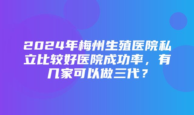 2024年梅州生殖医院私立比较好医院成功率，有几家可以做三代？