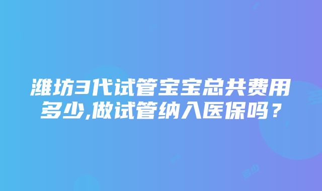 潍坊3代试管宝宝总共费用多少,做试管纳入医保吗？