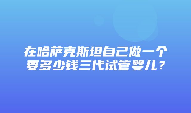 在哈萨克斯坦自己做一个要多少钱三代试管婴儿？