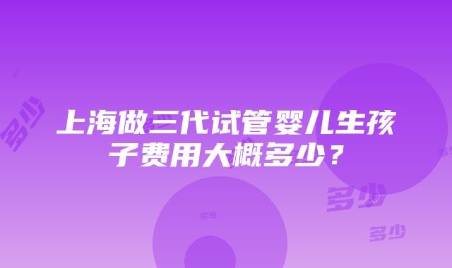 上海做三代试管婴儿生孩子费用大概多少？