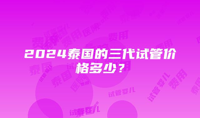 2024泰国的三代试管价格多少？