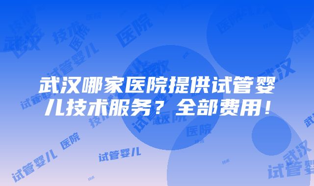 武汉哪家医院提供试管婴儿技术服务？全部费用！