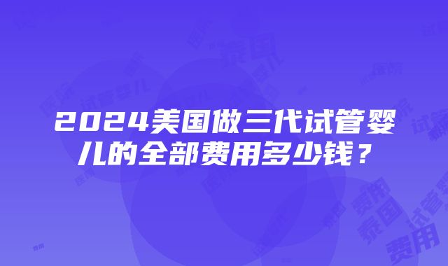 2024美国做三代试管婴儿的全部费用多少钱？