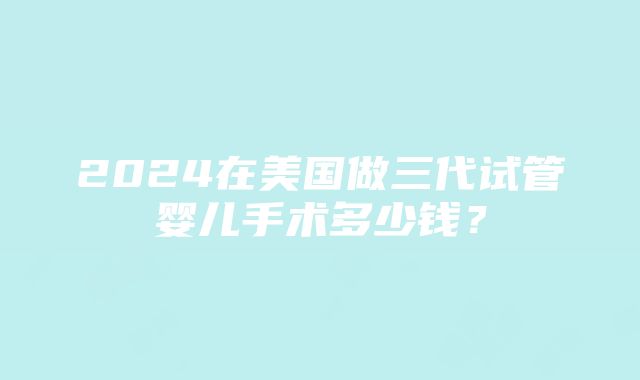 2024在美国做三代试管婴儿手术多少钱？