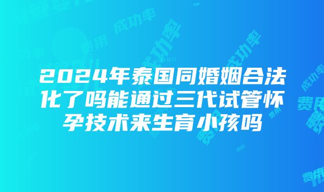 2024年泰国同婚姻合法化了吗能通过三代试管怀孕技术来生育小孩吗