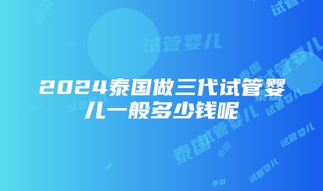 2024泰国做三代试管婴儿一般多少钱呢