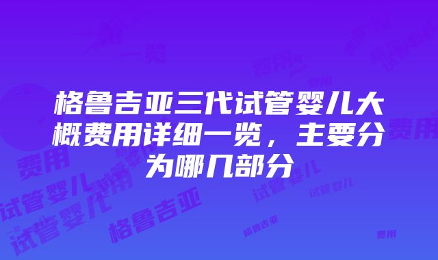 格鲁吉亚三代试管婴儿大概费用详细一览，主要分为哪几部分