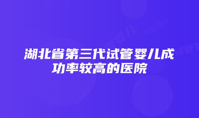 湖北省第三代试管婴儿成功率较高的医院