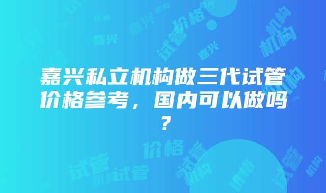 嘉兴私立机构做三代试管价格参考，国内可以做吗？