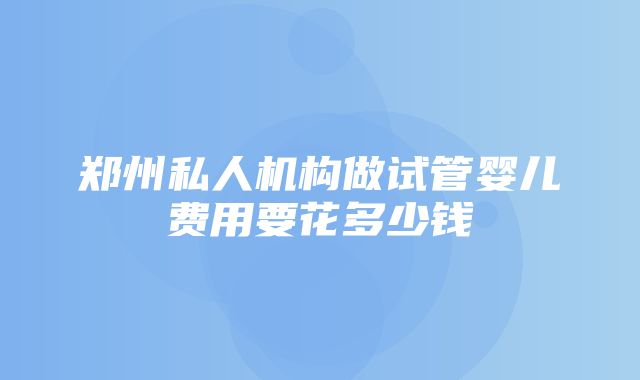 郑州私人机构做试管婴儿费用要花多少钱