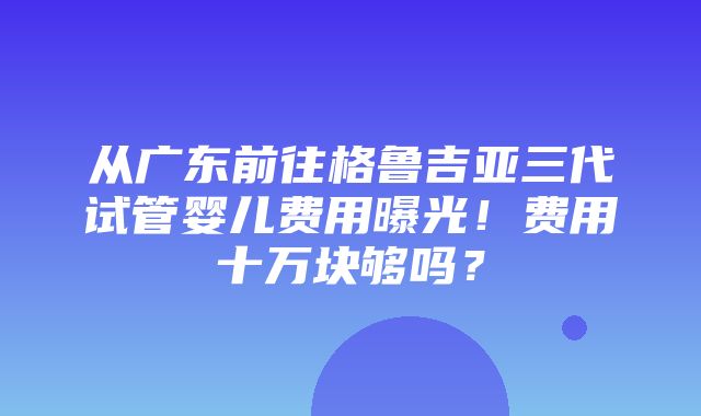 从广东前往格鲁吉亚三代试管婴儿费用曝光！费用十万块够吗？