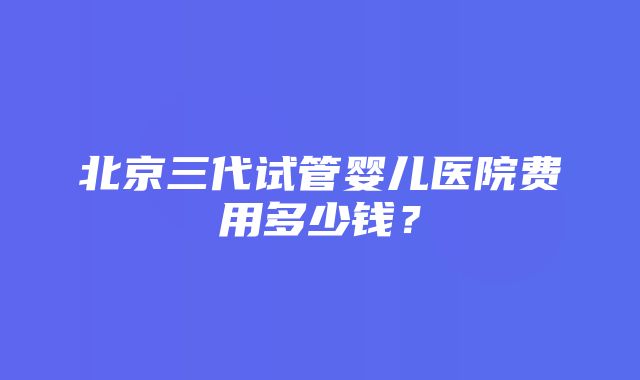 北京三代试管婴儿医院费用多少钱？