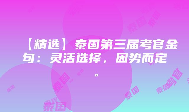 【精选】泰国第三届考官金句：灵活选择，因势而定。