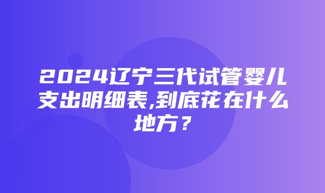 2024辽宁三代试管婴儿支出明细表,到底花在什么地方？