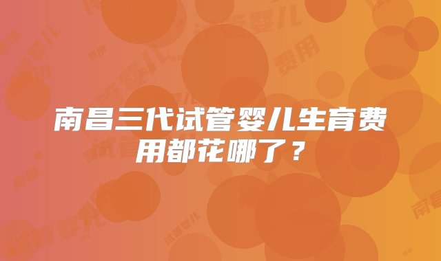 南昌三代试管婴儿生育费用都花哪了？