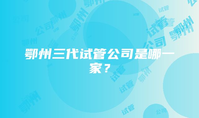 鄂州三代试管公司是哪一家？