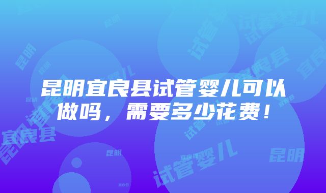 昆明宜良县试管婴儿可以做吗，需要多少花费！