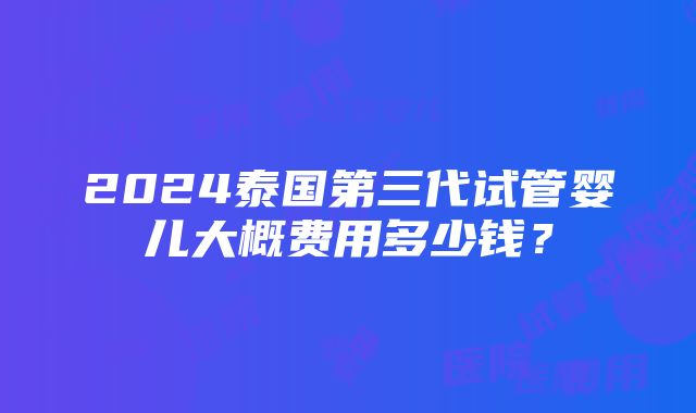 2024泰国第三代试管婴儿大概费用多少钱？