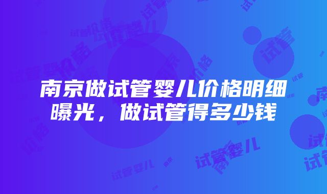 南京做试管婴儿价格明细曝光，做试管得多少钱