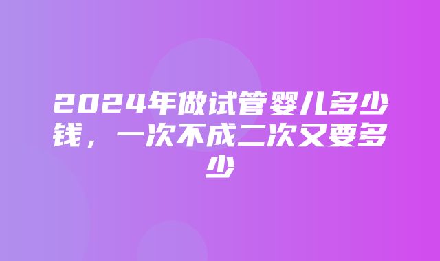 2024年做试管婴儿多少钱，一次不成二次又要多少