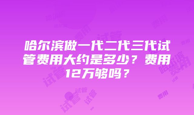 哈尔滨做一代二代三代试管费用大约是多少？费用12万够吗？