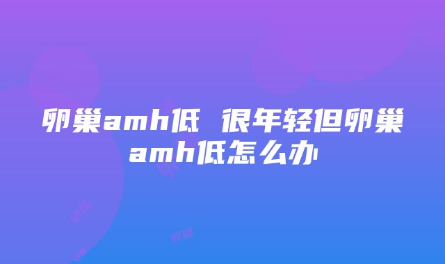 卵巢amh低 很年轻但卵巢amh低怎么办