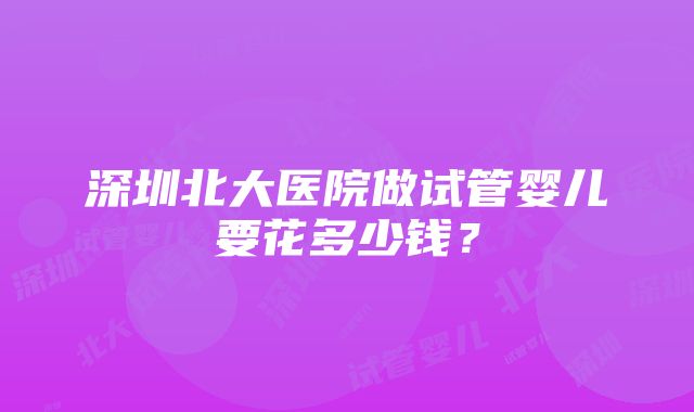 深圳北大医院做试管婴儿要花多少钱？