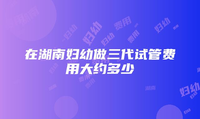 在湖南妇幼做三代试管费用大约多少