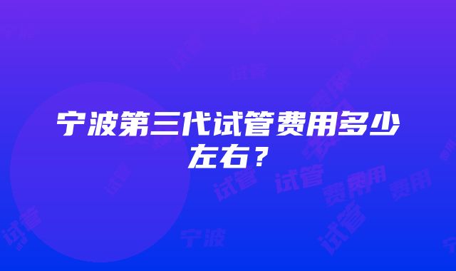 宁波第三代试管费用多少左右？