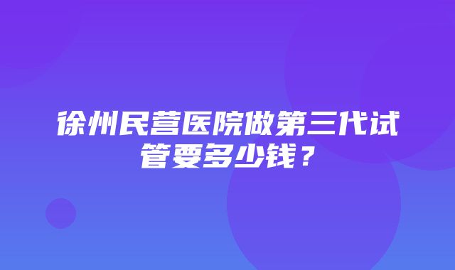 徐州民营医院做第三代试管要多少钱？