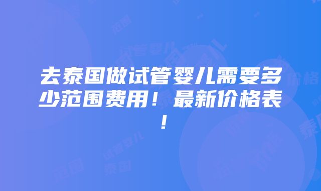 去泰国做试管婴儿需要多少范围费用！最新价格表！