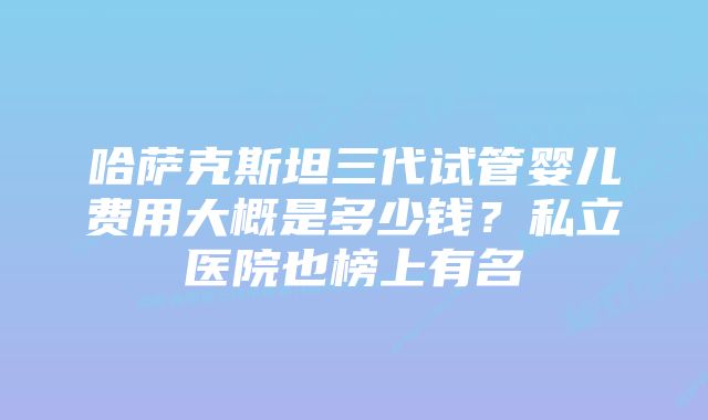 哈萨克斯坦三代试管婴儿费用大概是多少钱？私立医院也榜上有名