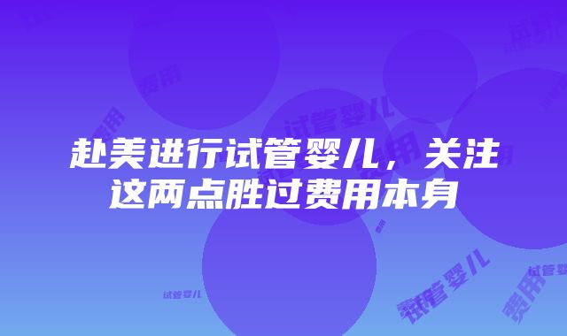 赴美进行试管婴儿，关注这两点胜过费用本身