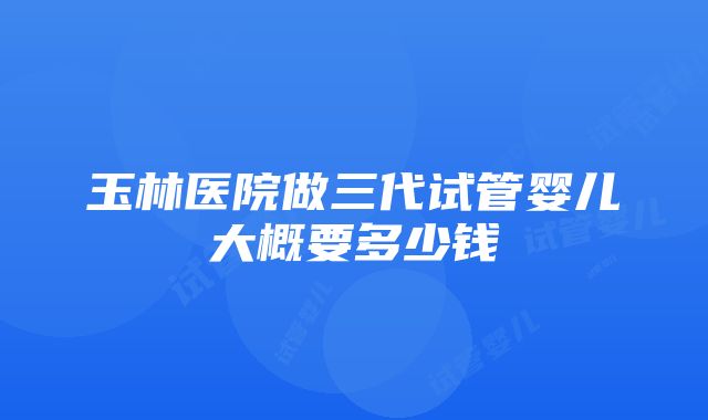 玉林医院做三代试管婴儿大概要多少钱