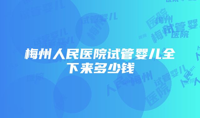 梅州人民医院试管婴儿全下来多少钱