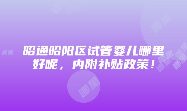 昭通昭阳区试管婴儿哪里好呢，内附补贴政策！