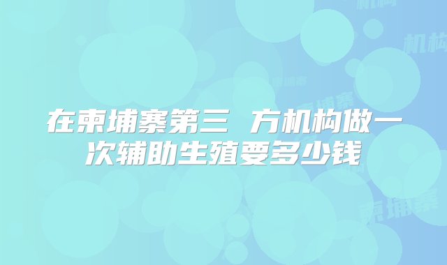 在柬埔寨第三 方机构做一次辅助生殖要多少钱